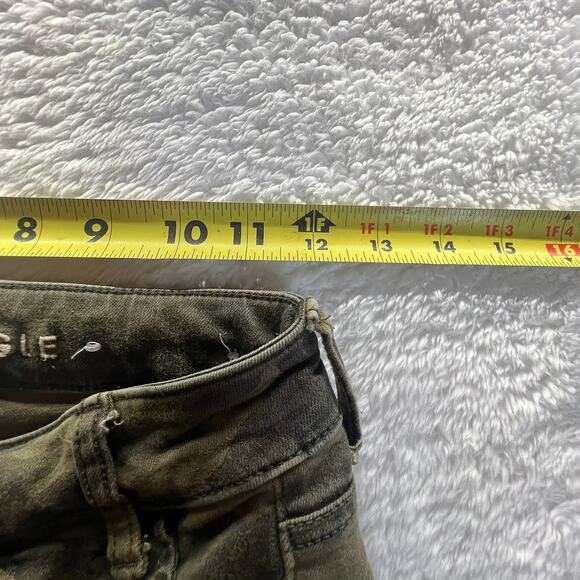 American Eagle Jeans Womens Size 0 Green Camo Hi Rise Jeggings Super Stretch - Picture 6 of 8